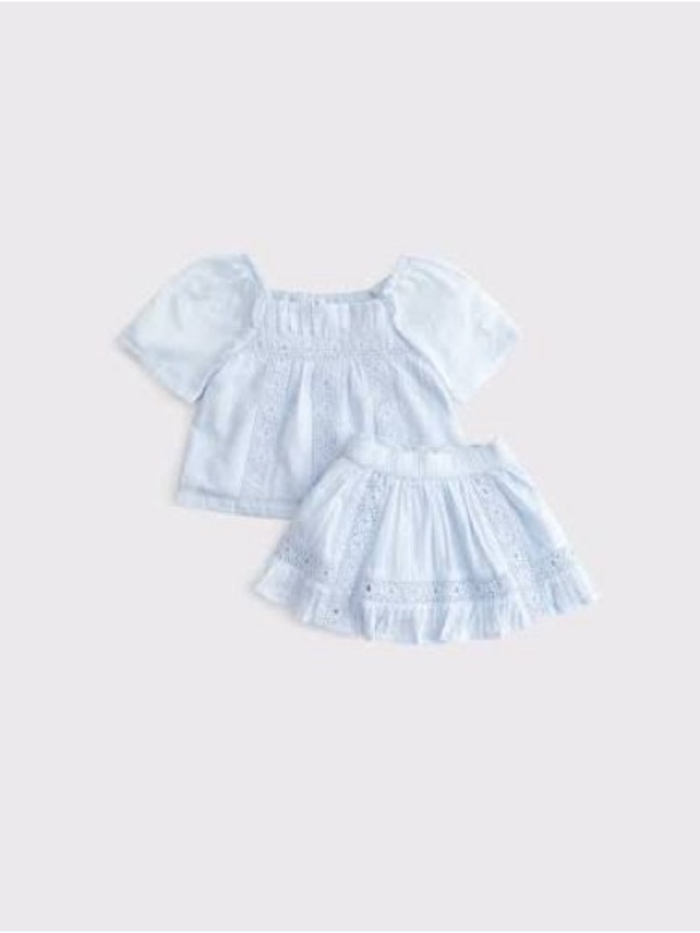 abercrombie kids pleated lace-trim skort set, worn once for photos
